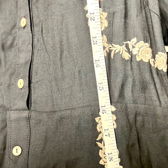 Polagram,Black Cotton-Blend, Cream Floral Embellishment,POCKETS ,EUC Dress,Large - Picture 16 of 16